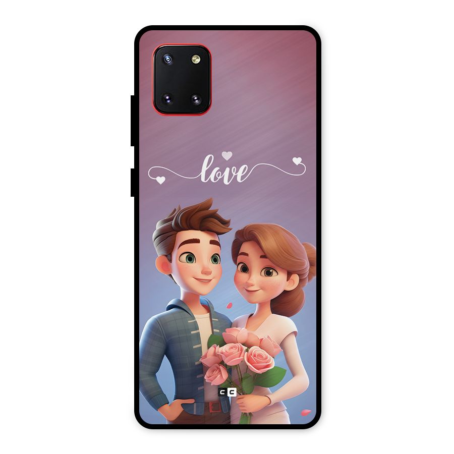 Couple With Flower Metal Back Case for Galaxy Note 10 Lite