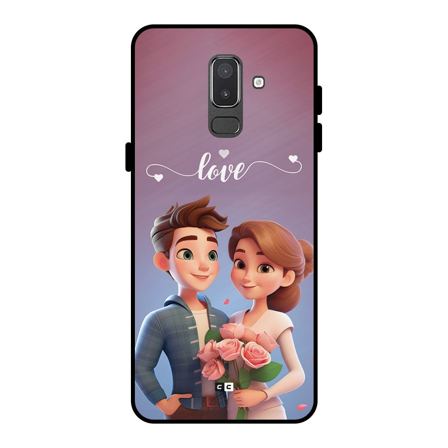 Couple With Flower Metal Back Case for Galaxy On8 (2018)