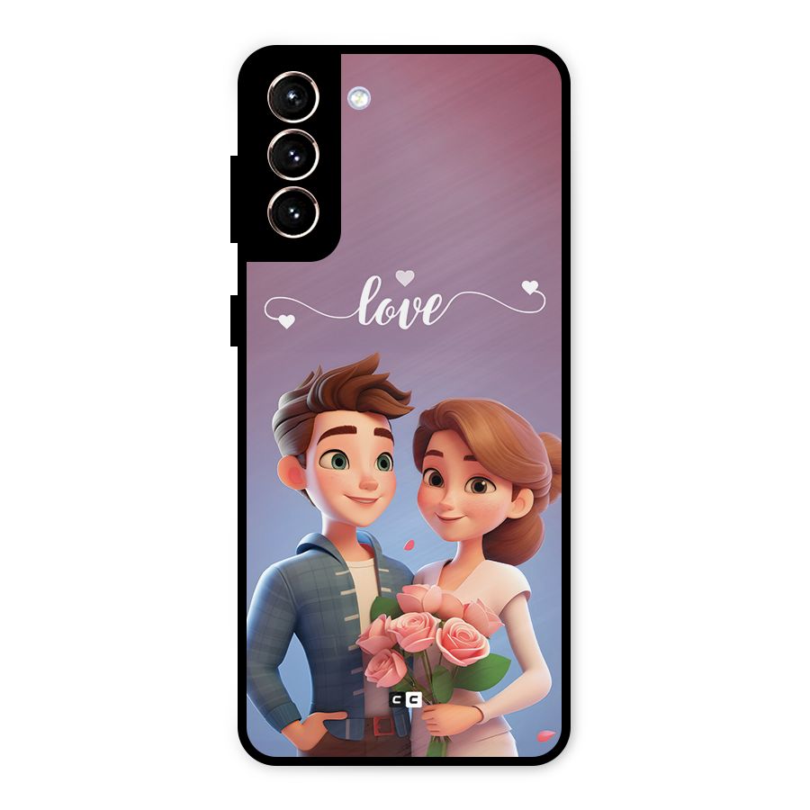 Couple With Flower Metal Back Case for Galaxy S21 Plus