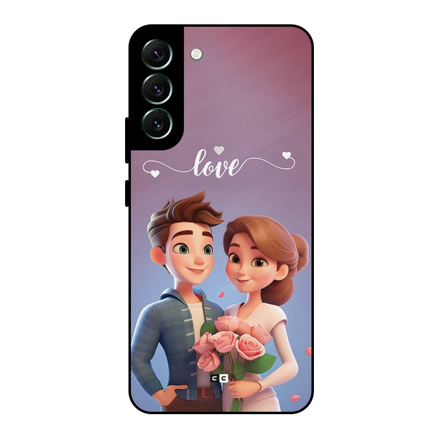 Couple With Flower Metal Back Case for Galaxy S22 Plus 5G