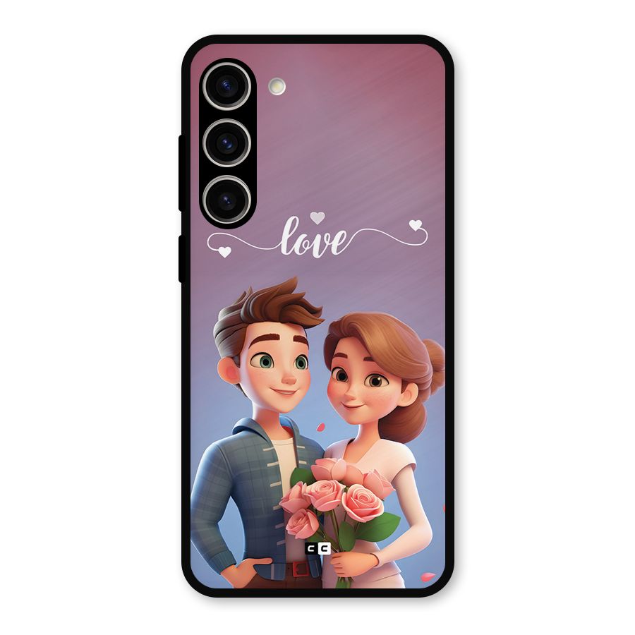 Couple With Flower Metal Back Case for Galaxy S23 Plus