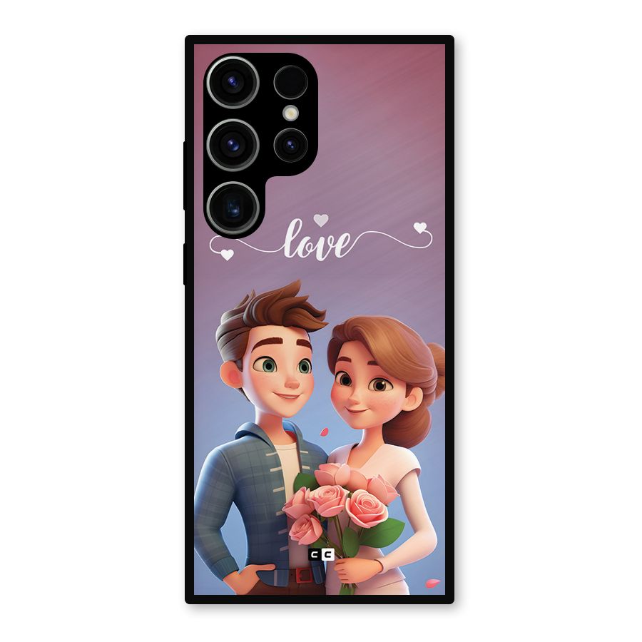 Couple With Flower Metal Back Case for Galaxy S23 Ultra