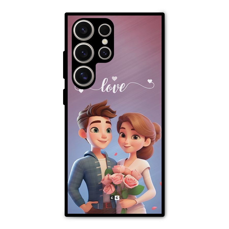 Couple With Flower Metal Back Case for Galaxy S24 Ultra