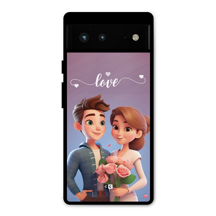 Couple With Flower Metal Back Case for Google Pixel 6