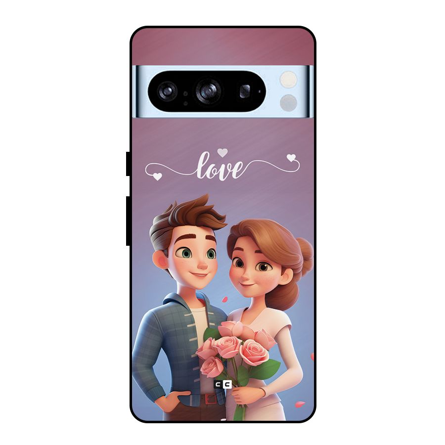 Couple With Flower Metal Back Case for Google Pixel 8 Pro