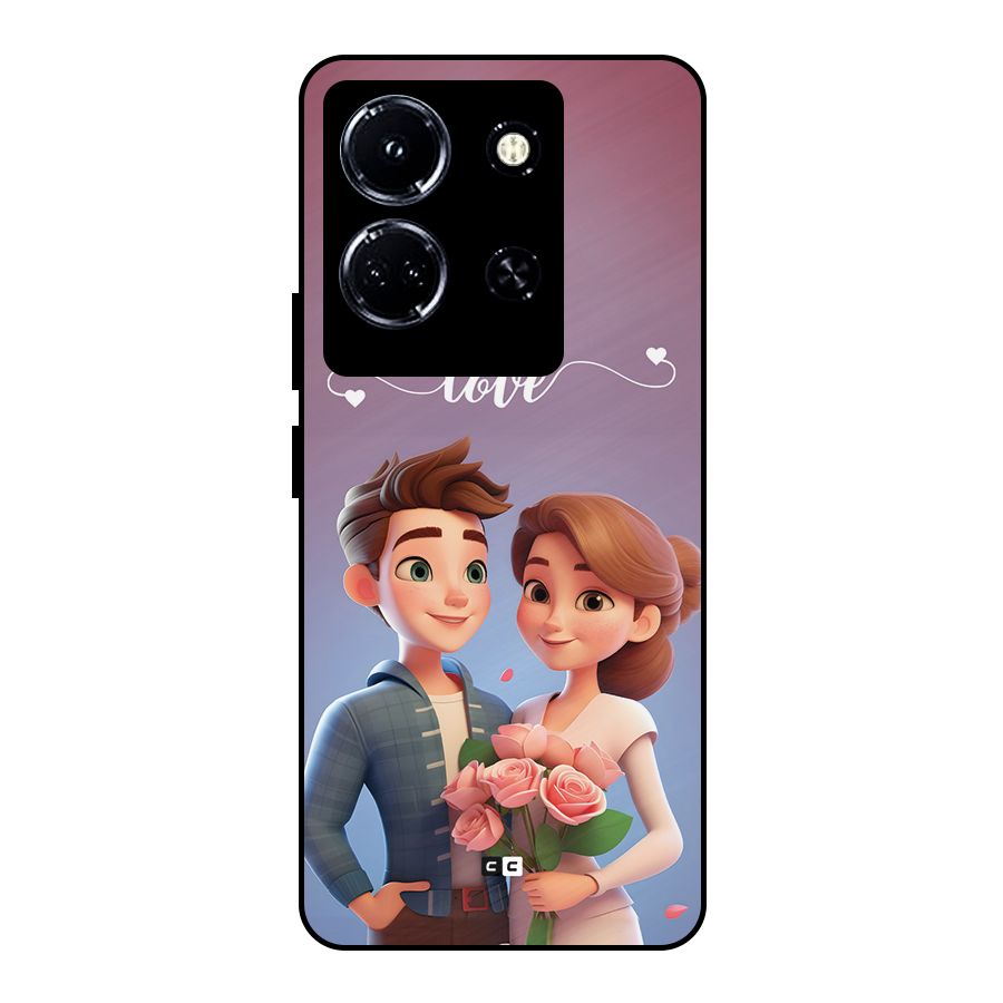 Couple With Flower Metal Back Case for Infinix Note 30 5G