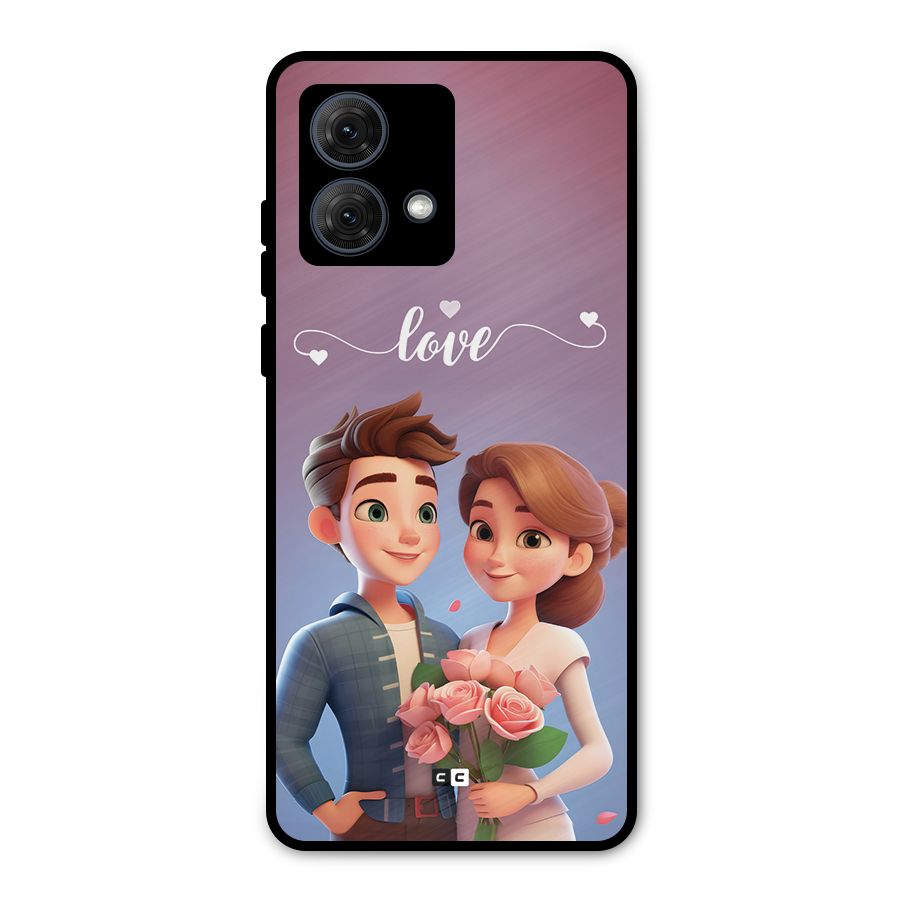 Couple With Flower Metal Back Case for Moto G84