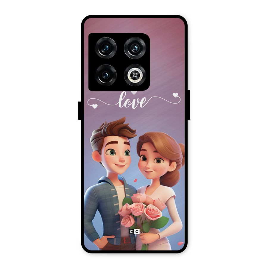 Couple With Flower Metal Back Case for OnePlus 10 Pro 5G