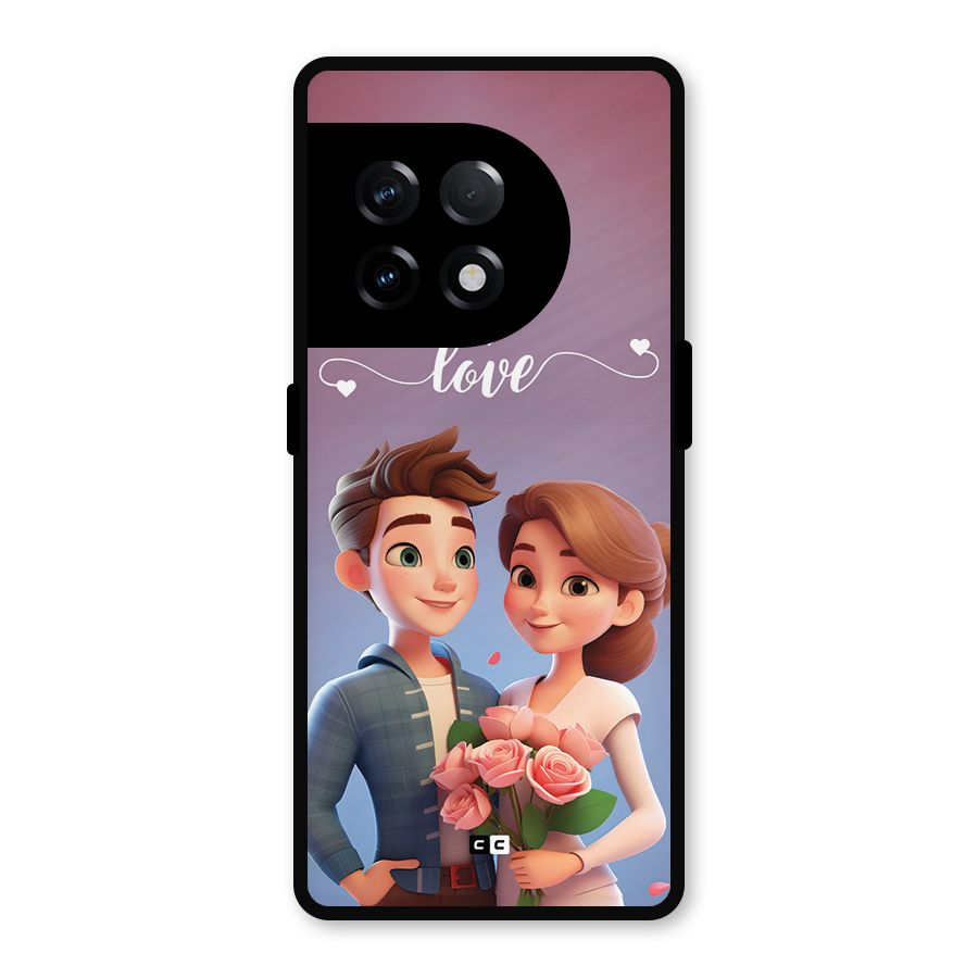 Couple With Flower Metal Back Case for OnePlus 11R