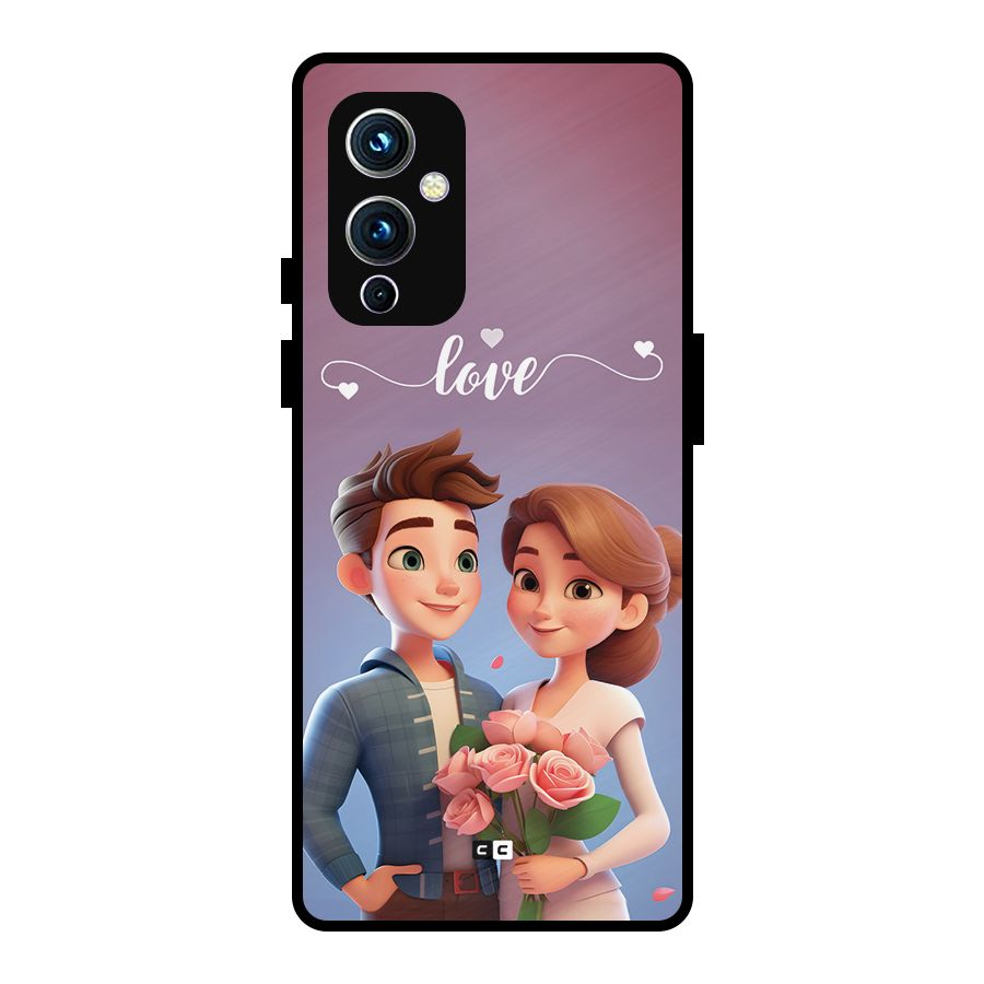 Couple With Flower Metal Back Case for OnePlus 9