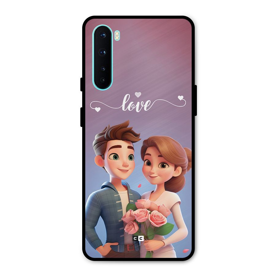 Couple With Flower Metal Back Case for OnePlus Nord