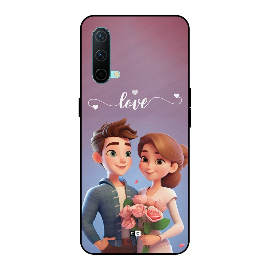 Couple With Flower Metal Back Case for OnePlus Nord CE 5G
