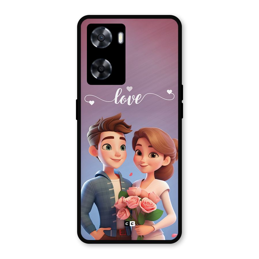 Couple With Flower Metal Back Case for OnePlus Nord N20 SE