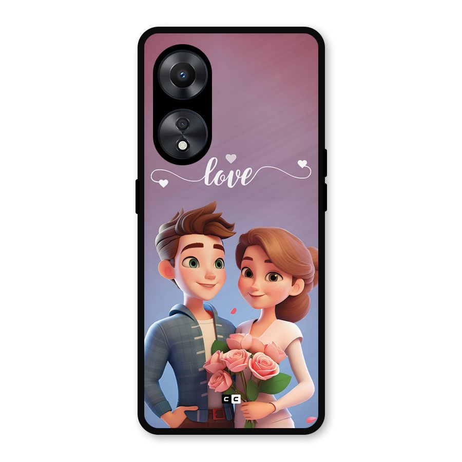 Couple With Flower Metal Back Case for Oppo A78