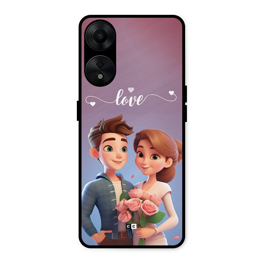 Couple With Flower Metal Back Case for Oppo A78 5G