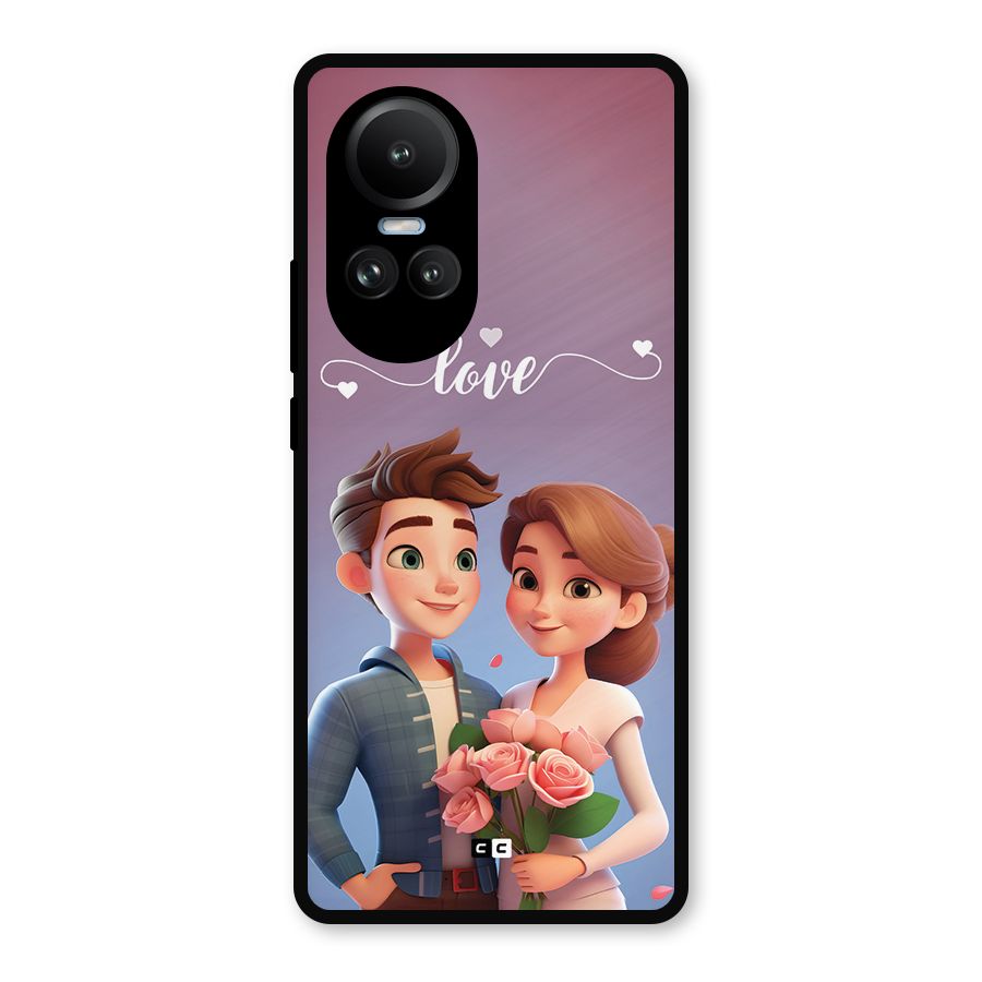 Couple With Flower Metal Back Case for Oppo Reno10