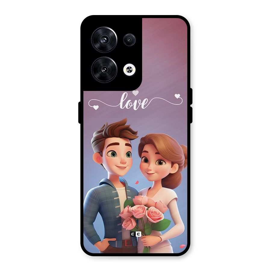 Couple With Flower Metal Back Case for Oppo Reno8 5G