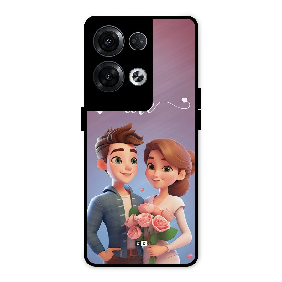 Couple With Flower Metal Back Case for Oppo Reno8 Pro 5G