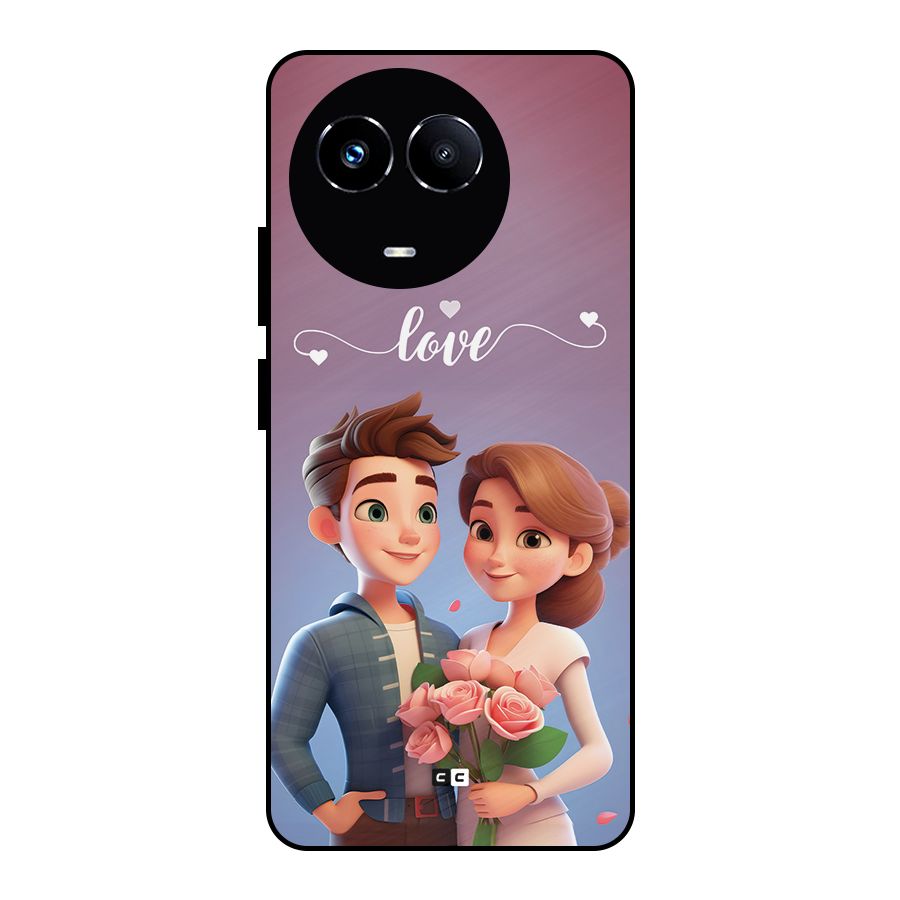 Couple With Flower Metal Back Case for Realme 11 5G