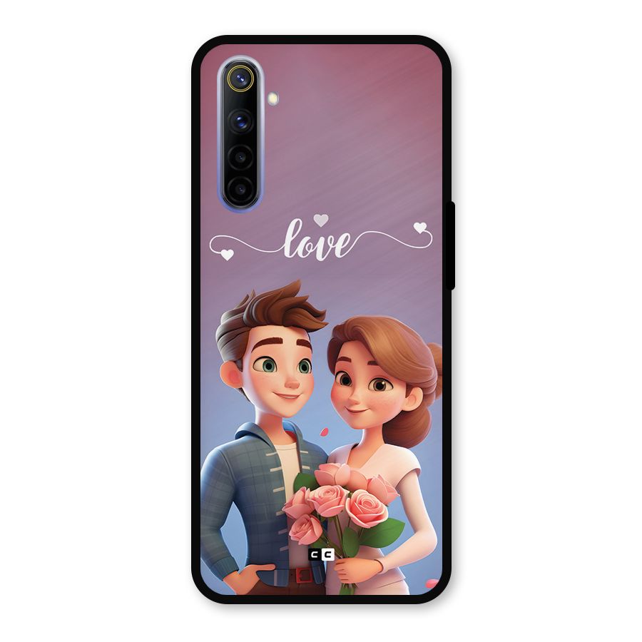 Couple With Flower Metal Back Case for Realme 6