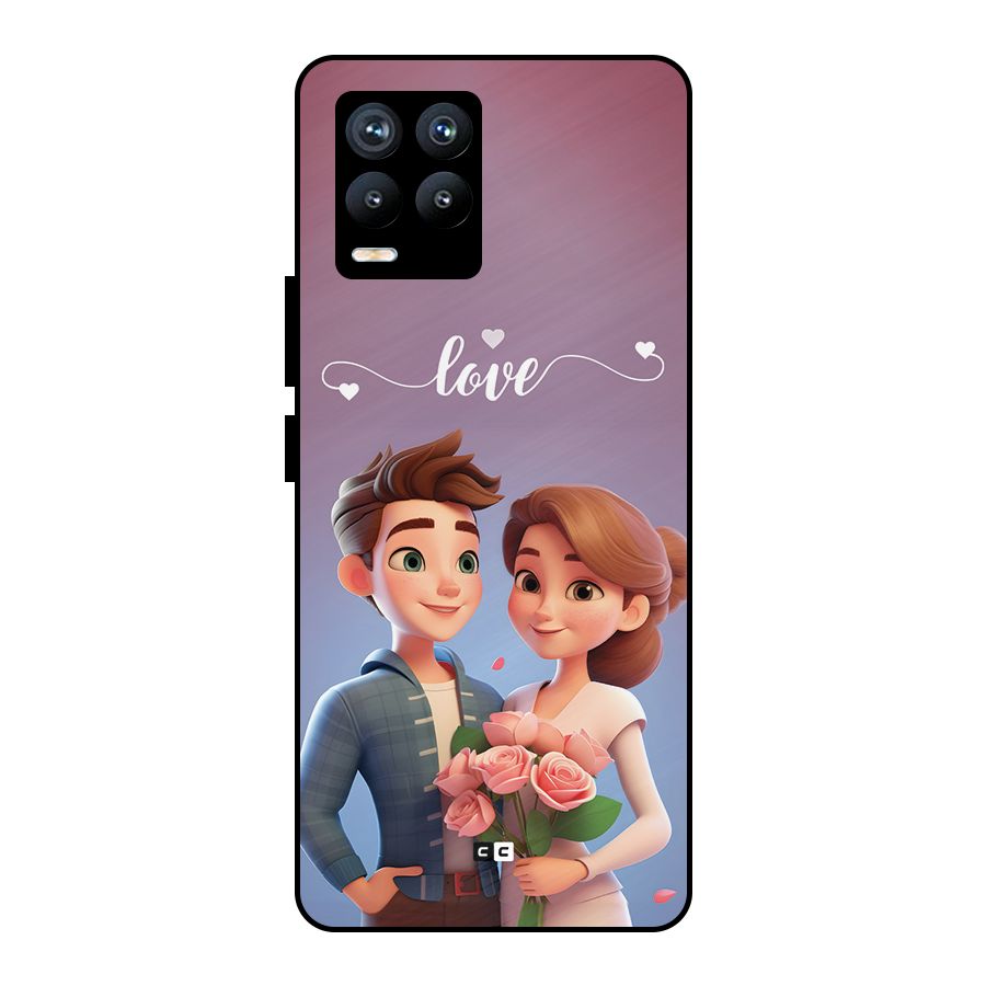 Couple With Flower Metal Back Case for Realme 8