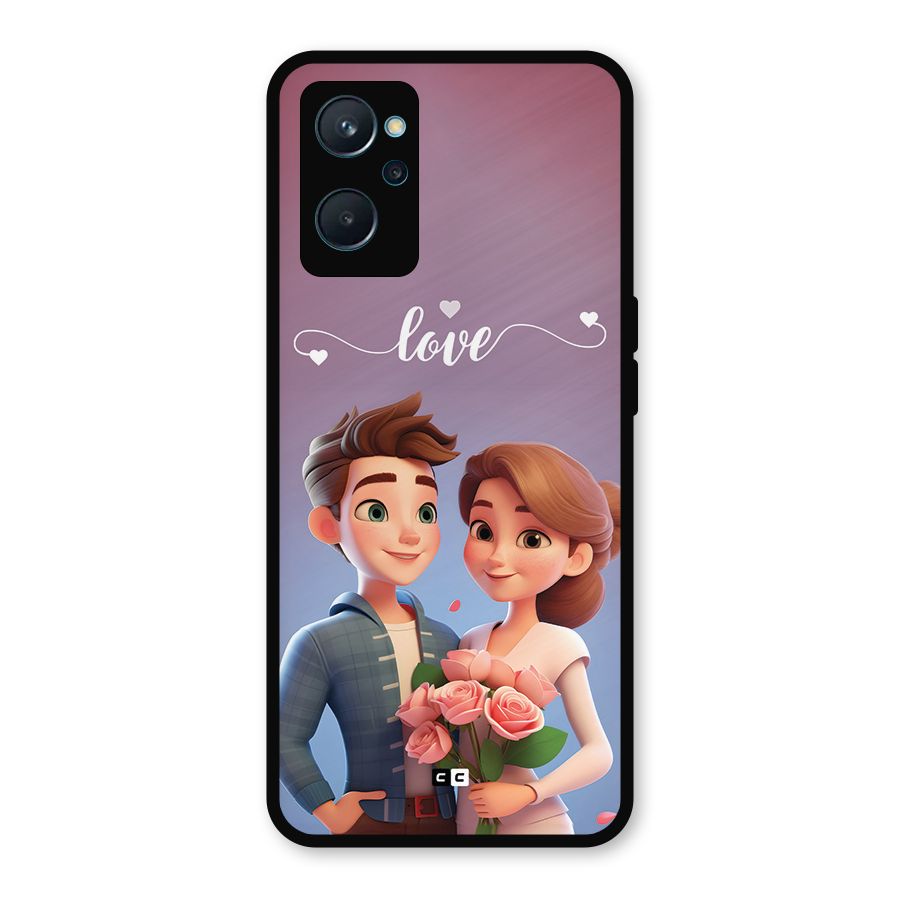Couple With Flower Metal Back Case for Realme 9i