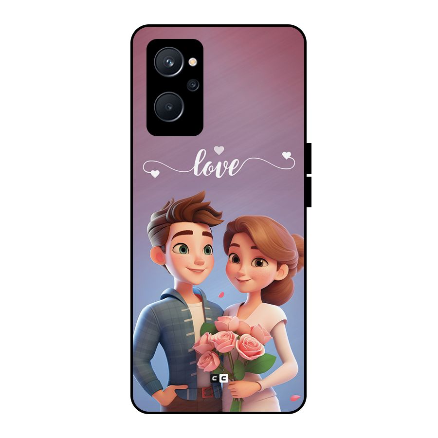 Couple With Flower Metal Back Case for Realme 9i 5G