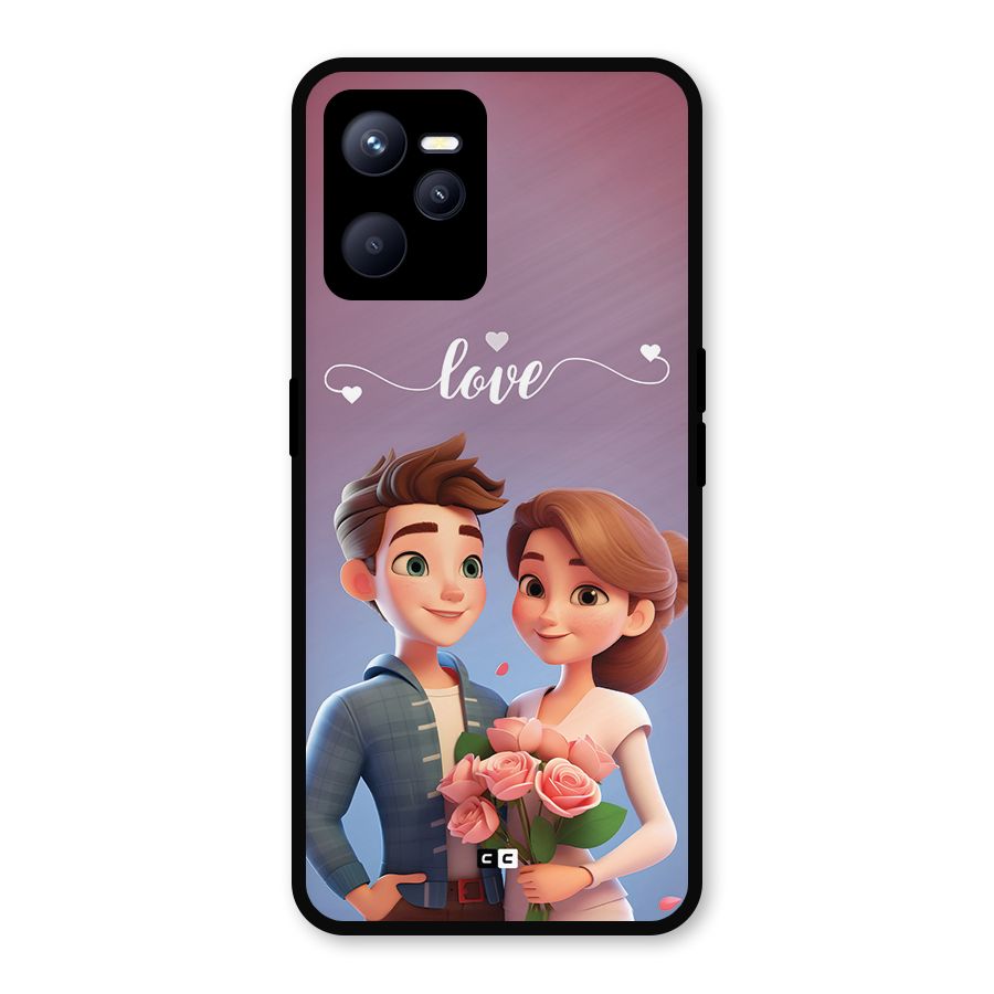 Couple With Flower Metal Back Case for Realme C35
