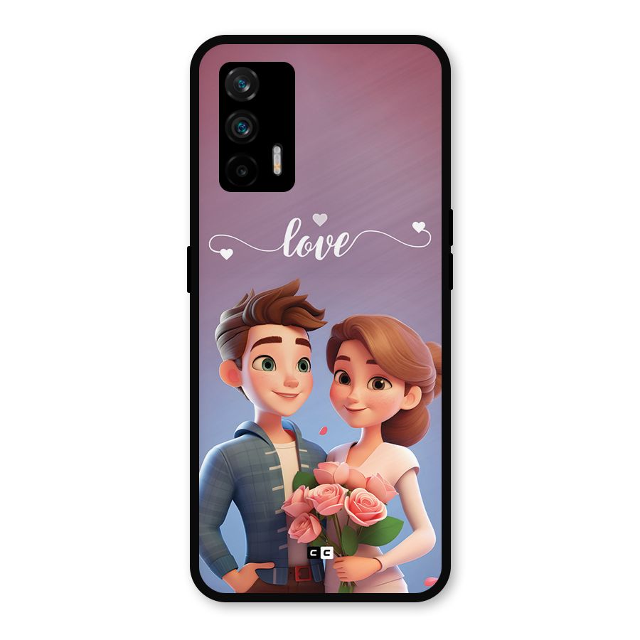 Couple With Flower Metal Back Case for Realme X7 Max