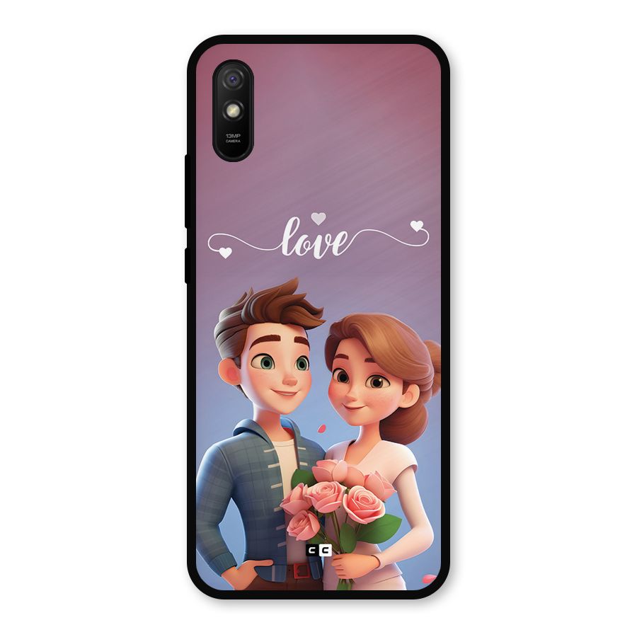 Couple With Flower Metal Back Case for Redmi 9a