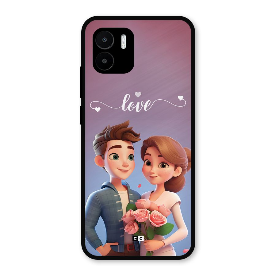 Couple With Flower Metal Back Case for Redmi A2