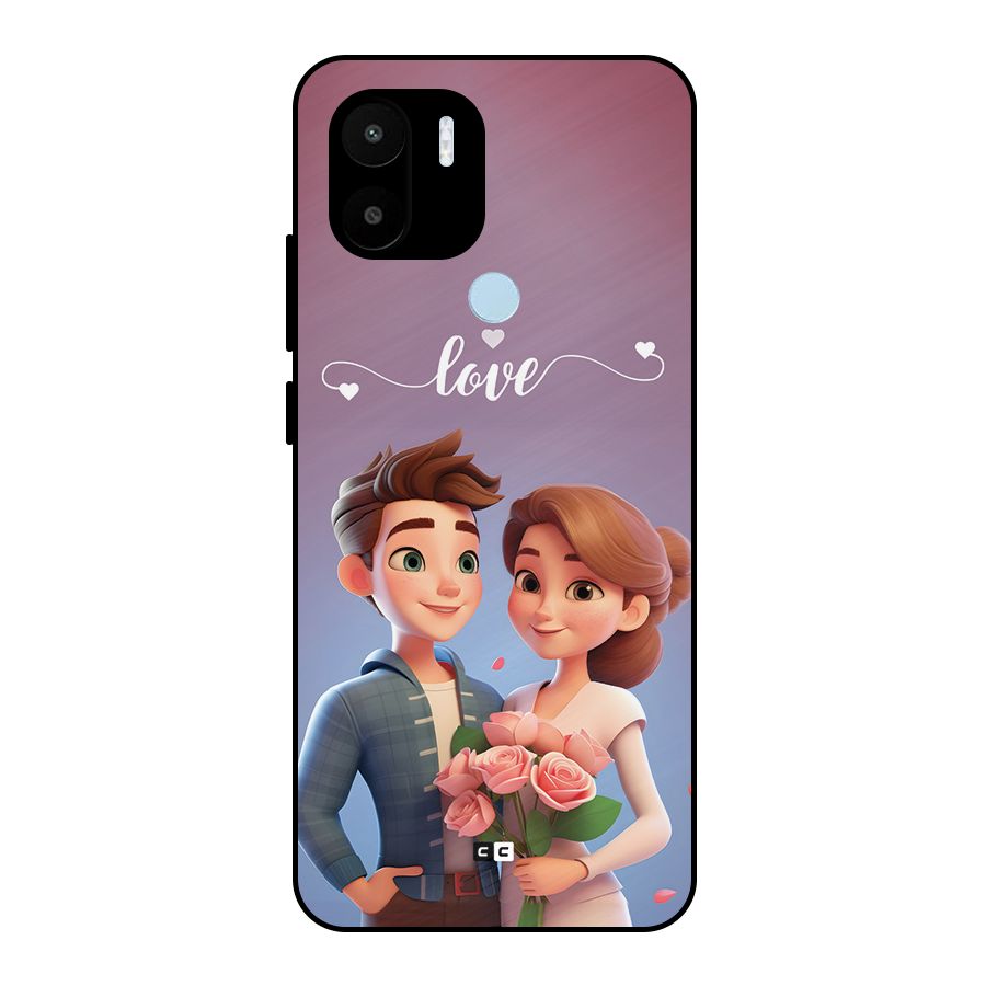 Couple With Flower Metal Back Case for Redmi A2 Plus
