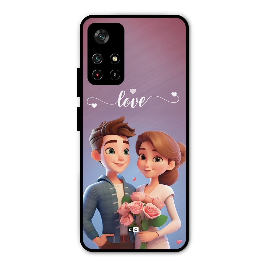 Couple With Flower Metal Back Case for Redmi Note 11T 5G