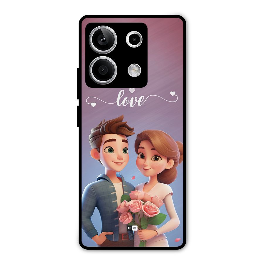 Couple With Flower Metal Back Case for Redmi Note 13 5G