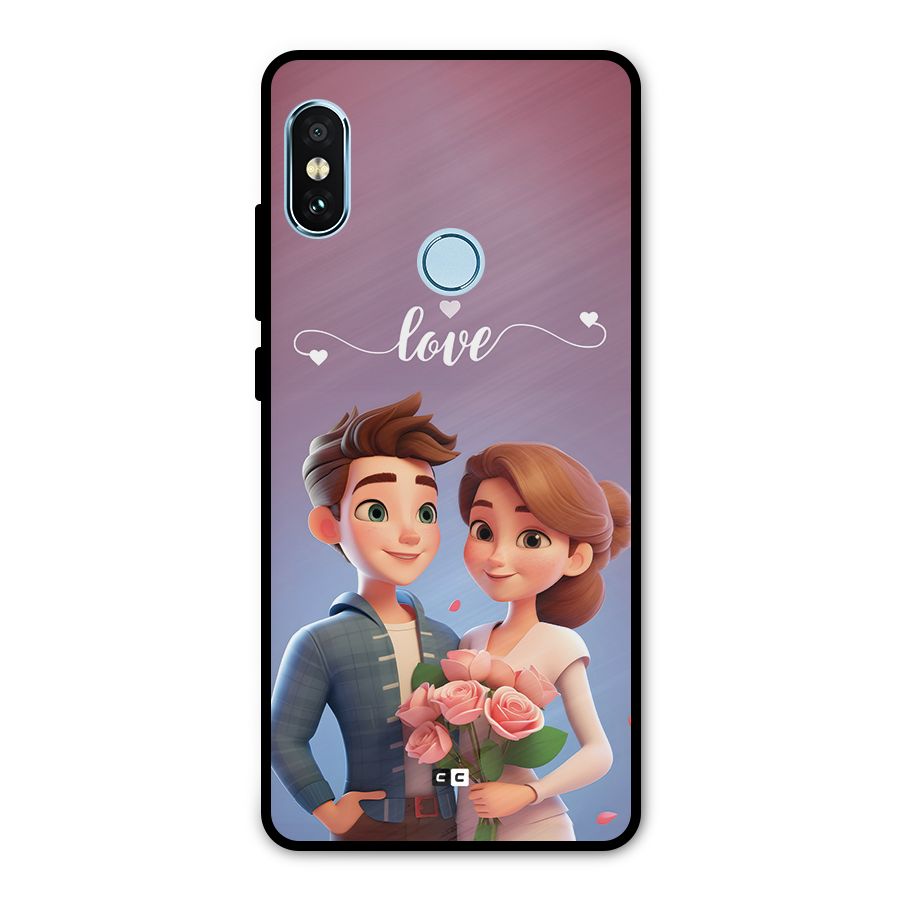 Couple With Flower Metal Back Case for Redmi Note 5 Pro