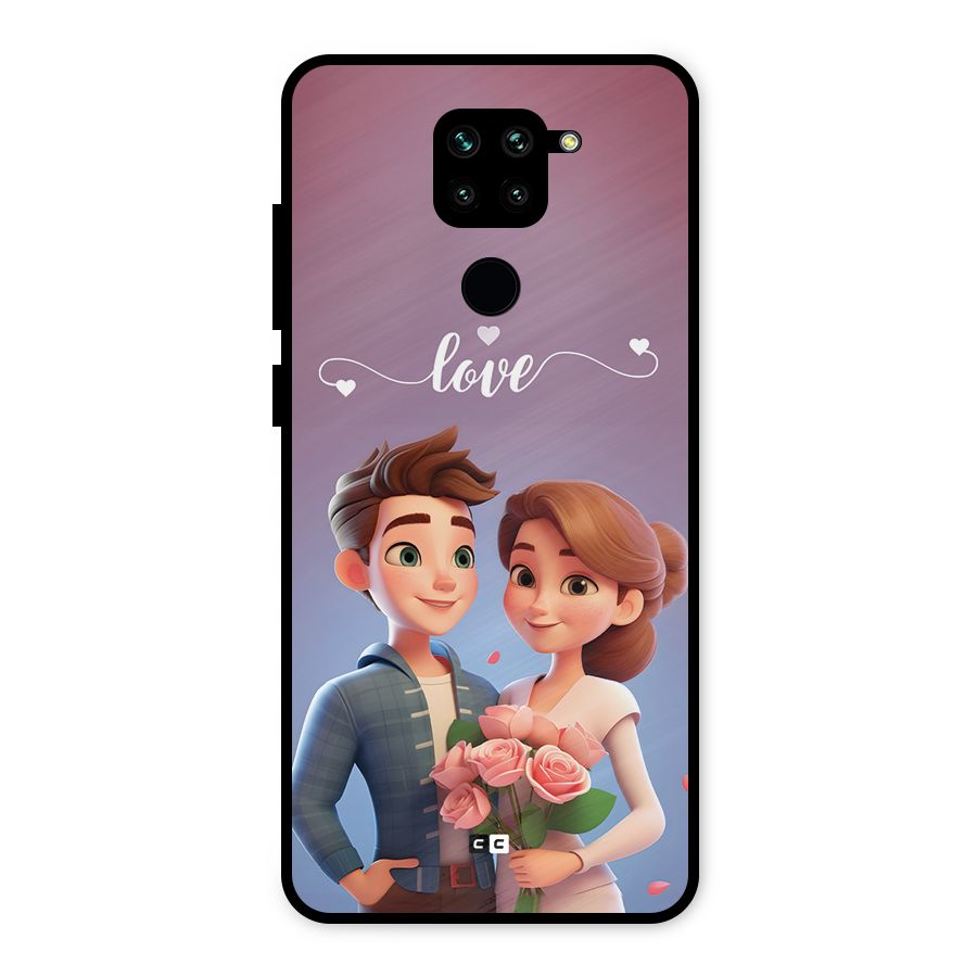 Couple With Flower Metal Back Case for Redmi Note 9