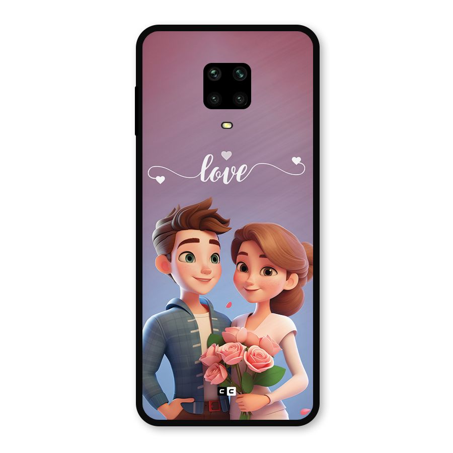 Couple With Flower Metal Back Case for Redmi Note 9 Pro