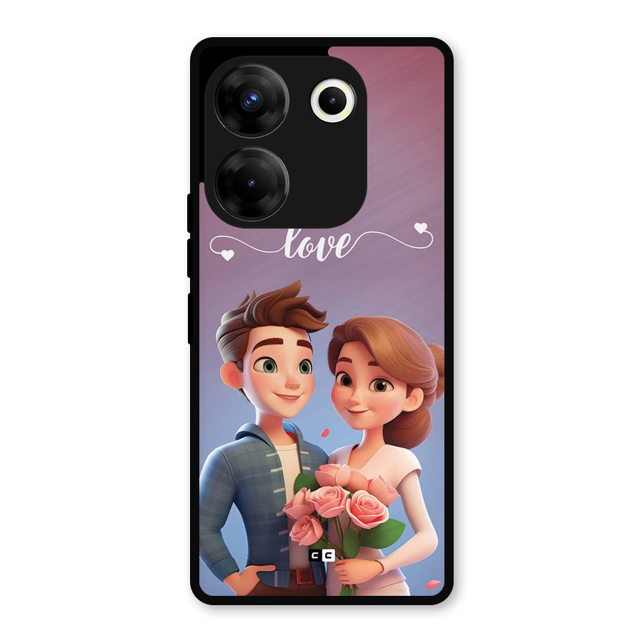 Couple With Flower Metal Back Case for Tecno Camon 20 Pro