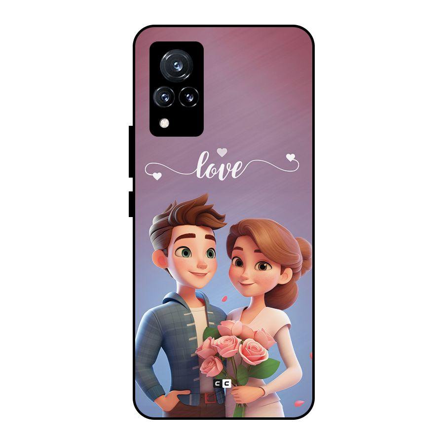 Couple With Flower Metal Back Case for Vivo V21 5G