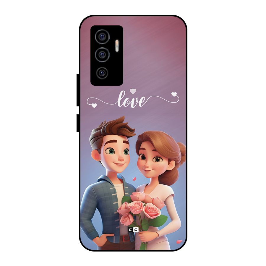Couple With Flower Metal Back Case for Vivo V23e