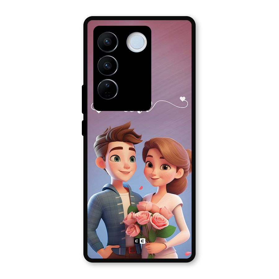 Couple With Flower Metal Back Case for Vivo V27