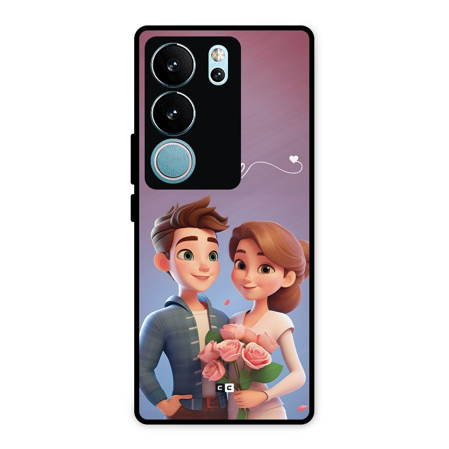 Couple With Flower Metal Back Case for Vivo V29