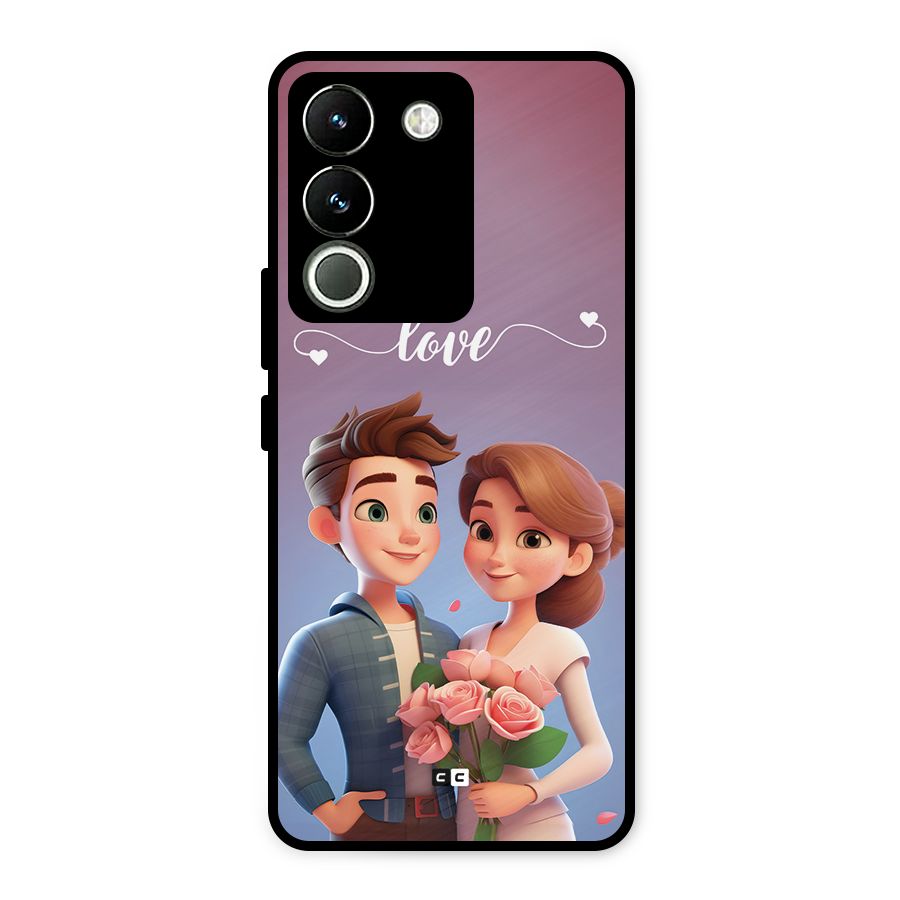 Couple With Flower Metal Back Case for Vivo Y200