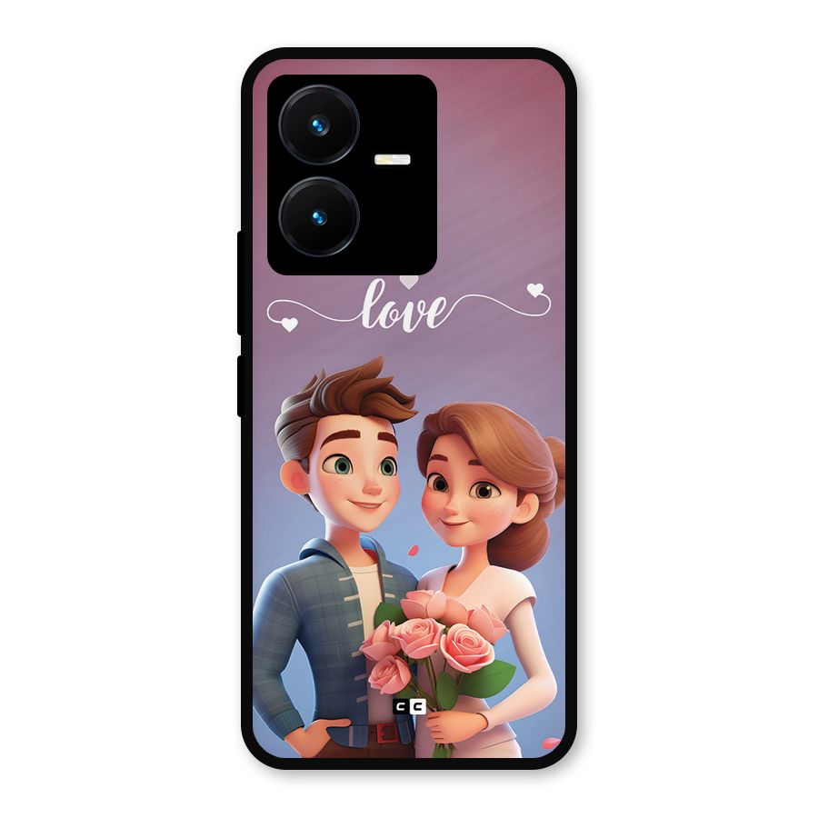 Couple With Flower Metal Back Case for Vivo Y22