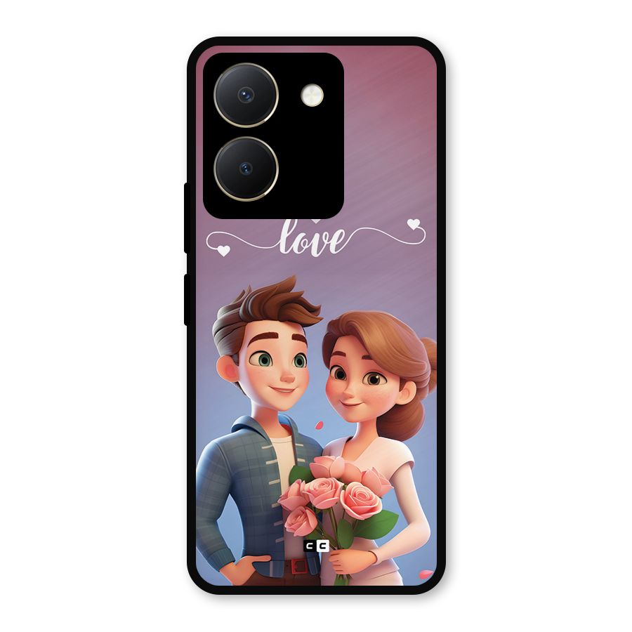 Couple With Flower Metal Back Case for Vivo Y36