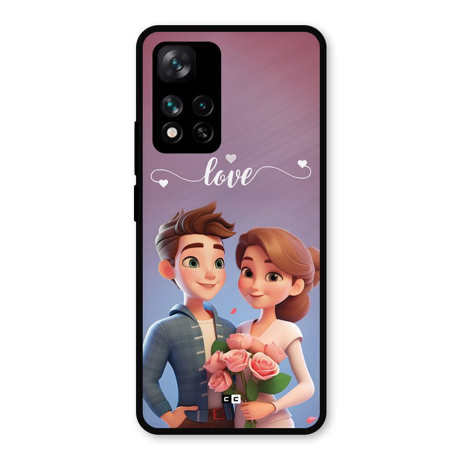 Couple With Flower Metal Back Case for Xiaomi 11i Hypercharge 5G