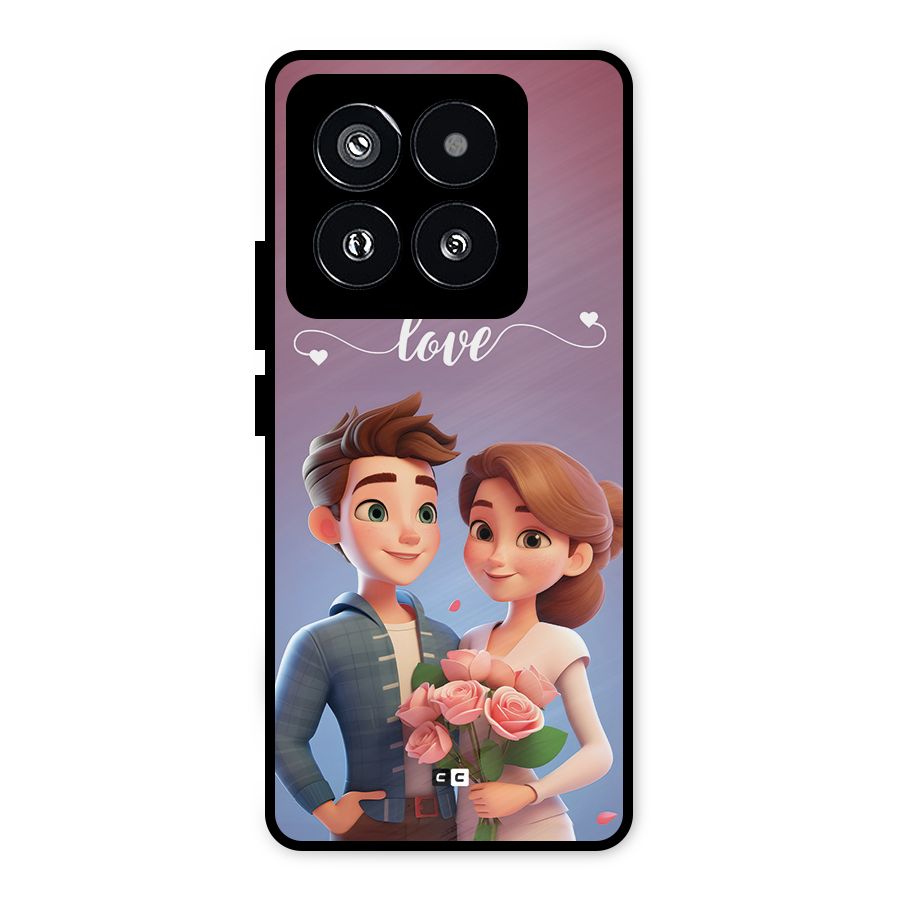 Couple With Flower Metal Back Case for Xiaomi 14 Pro