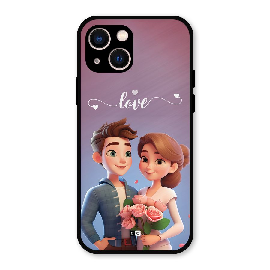 Couple With Flower Metal Back Case for iPhone 13