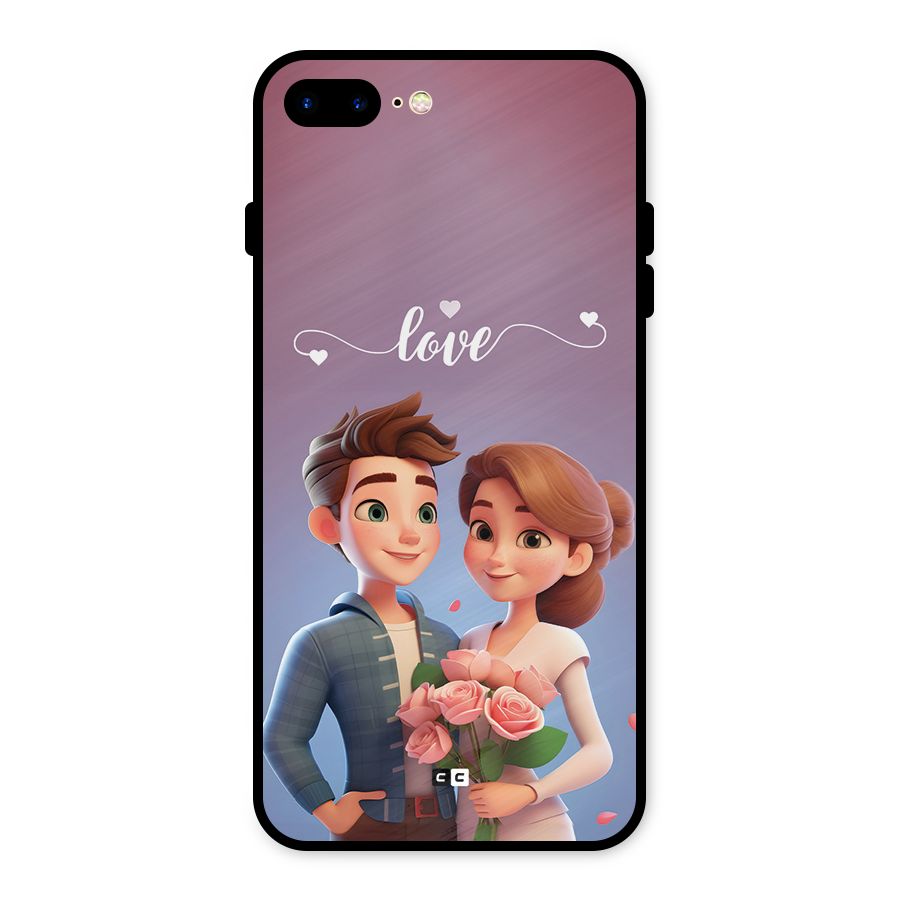 Couple With Flower Metal Back Case for iPhone 8 Plus