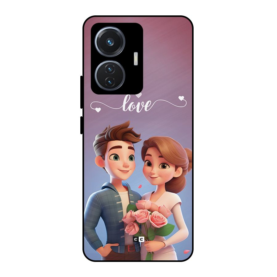Couple With Flower Metal Back Case for iQOO Z6 44W